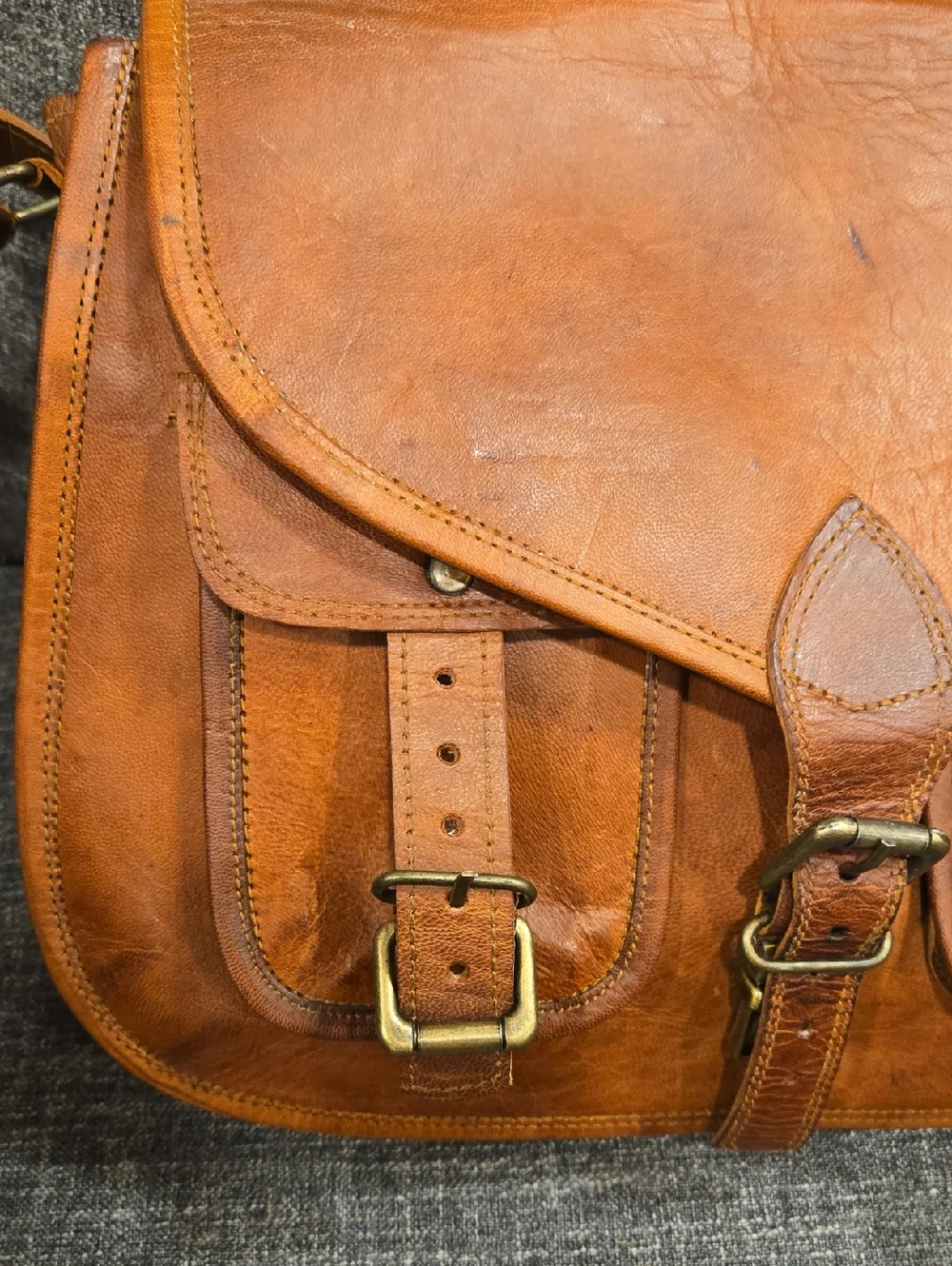 Komal's Passion Distressed Leather Messenger Bag